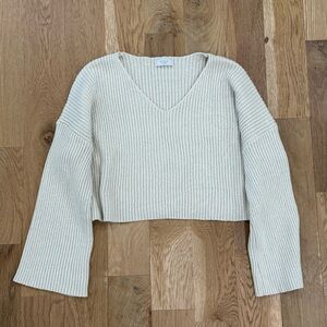 Sage The Label Cream Ribbed Cropped Sweater